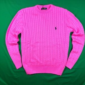 Polo by Ralph Lauren Vibrant Pink Crewneck Sweater Size Small Excellent